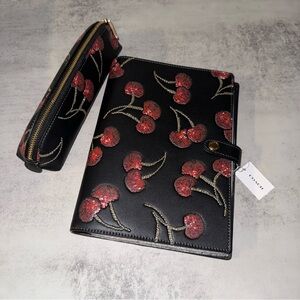 Coach Black Cherry Notebook and Pencil case
